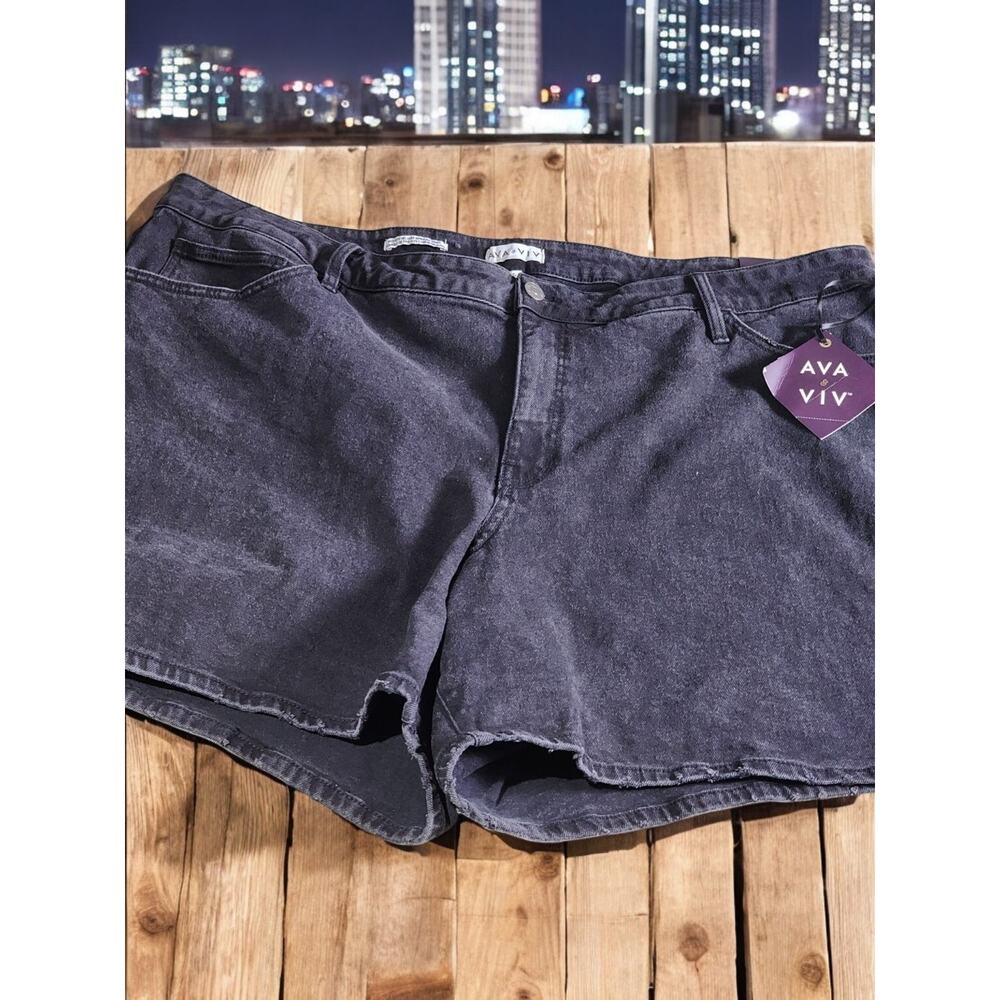 Ava & Viv Womens 26 Plus Black Bermuda Jean Shorts High Rise Denim Relaxed NWT - Picture 9 of 10